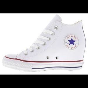 Converse White Leather Wedge Sneakers Size 5